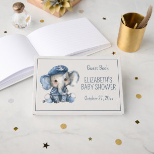 Livre D'or Jolie Baby Shower éléphant Marin Bleu