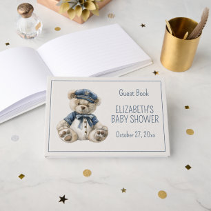 Livre D'or Jolie Baby Shower Ourson Bleu Marin