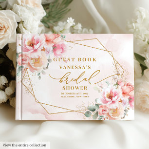 Livre D'or Jolie Bohème Pastel Rosé Or Roses Baby Shower Mari