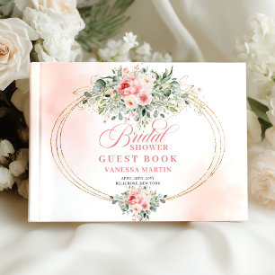Livre D'or Jolie Fête de Mariage Florale Rose Gold Minimalist