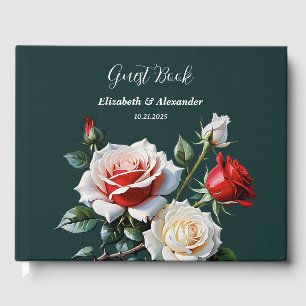 Livre D'or Jolies roses florales roses blanches rouges mariag