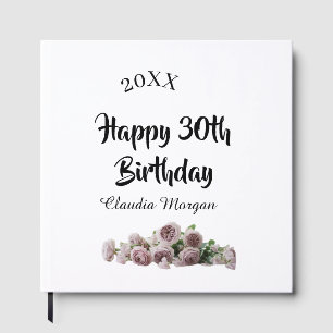 Livre D'or Joyeux 30e anniversaire rose blanc mauve floral no