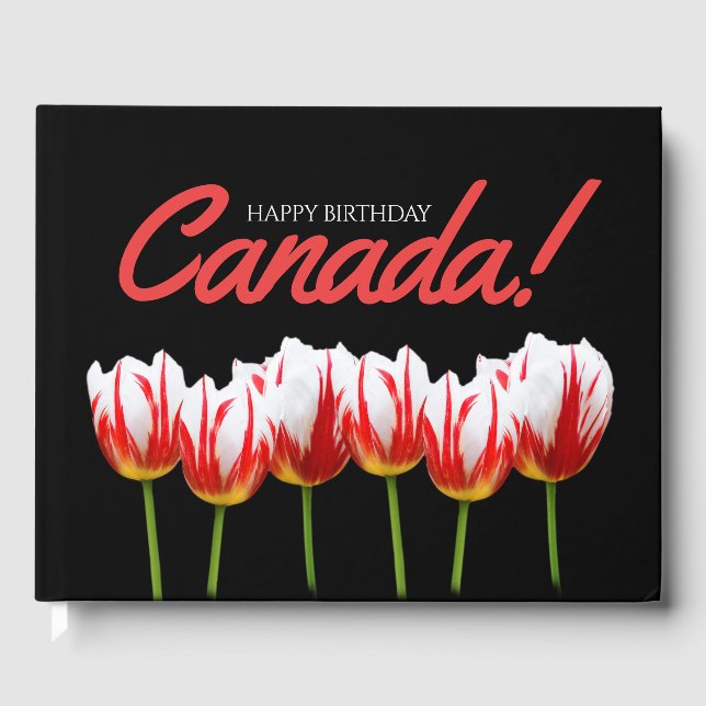 Livre D'or Joyeux anniversaire de la fête du Canada Tulipes F (Recto)