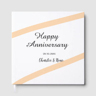 Livre D'or Joyeux anniversaire de mariage lignes pastel orang