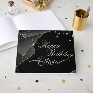Livre D'or Joyeux anniversaire - Elégant anniversaire noir et