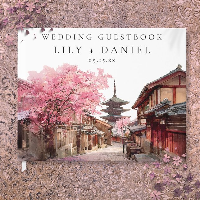 Livre D'or Kyoto Japan Watercolor Wedding (Kyoto Japan Watercolor Wedding Guest Book)
