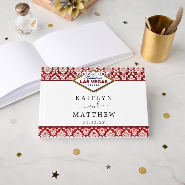 Livre D'or La Parties scintillant Damask Las Vegas Mariage Co (Recto ouvert)