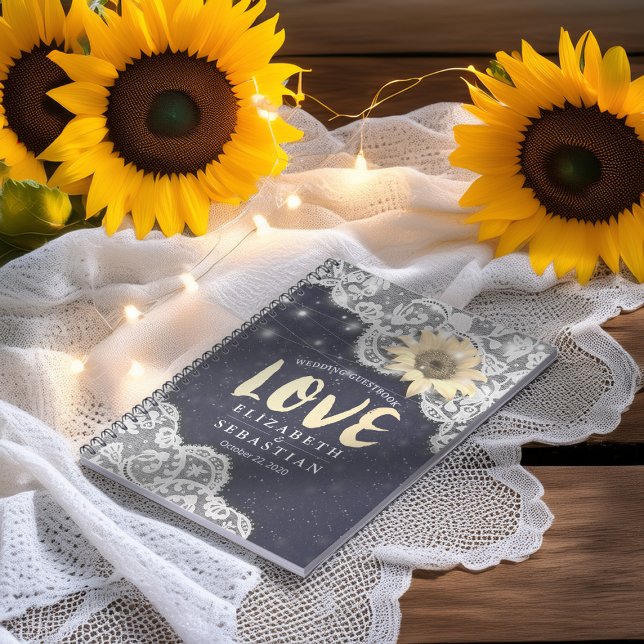 Livre d'or Lace Tournesols Chaînes Lights mariage (Créateur téléchargé)