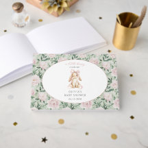 Lapin Mignon, Nœud Rose, Fleurs Roses, Baby Shower