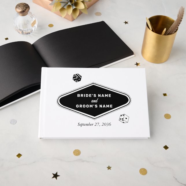 Livre D'or Las Vegas Casino Destination Mariage Noir Blanc (Recto ouvert)
