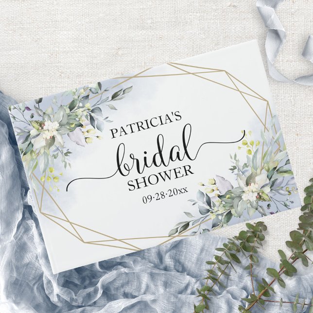 Livre D'or Lavage de mariée géométrique Eucalyptus verdure (Créateur téléchargé)