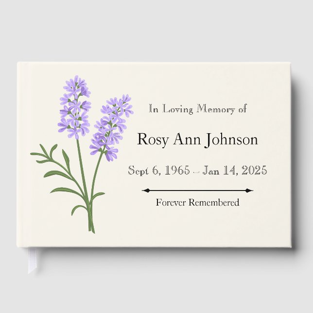 Livre D'or Lavender Funeral Guest Book - In Love Memory (Recto)
