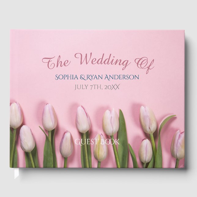 Livre D'or Le Mariage de, Noms et Date, Tulipes ou votre phot (Recto)