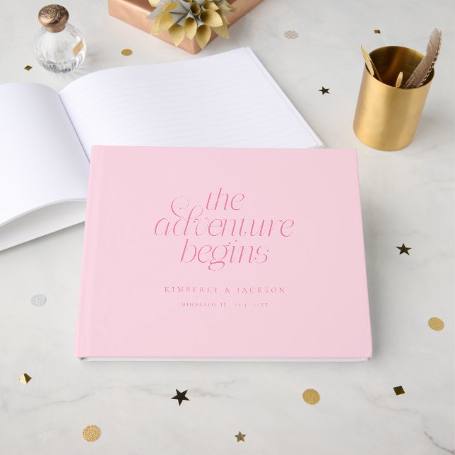 Livre D'or Le Mariage Rose où l'Aventure Commence (Recto ouvert)