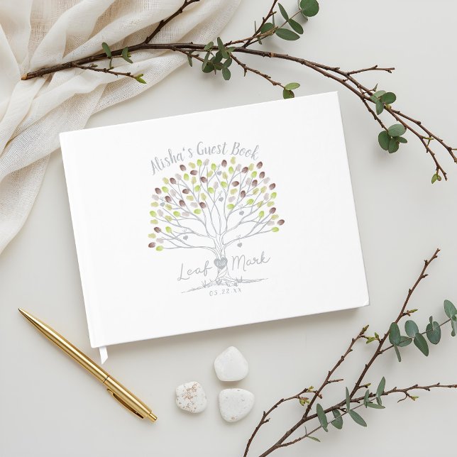 Livre D'or Leaf Your Mark Eart Green Fingerprint Tree (Leaf Your Mark Earthy Green Fingerprint Tree Guest Book)