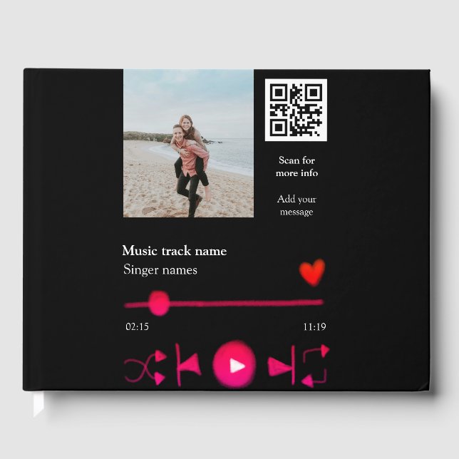 Livre D'or Lecteur de musique couple personnalisé amour q r c (Recto)