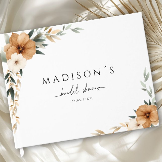 Livre D'or Letters to the Bride - Boho Bridal Shower (Letters to the Bride! Custom Elegant Modern Copper & Earthy Botanical Bridal Shower Guest Book.)