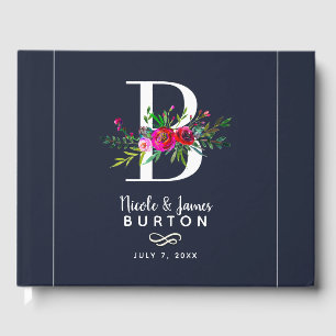 Livre D'or Lettre B Monogramme initial Nom floral Mariage