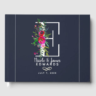 Livre D'or Lettre E Monogramme initial Nom floral Mariage