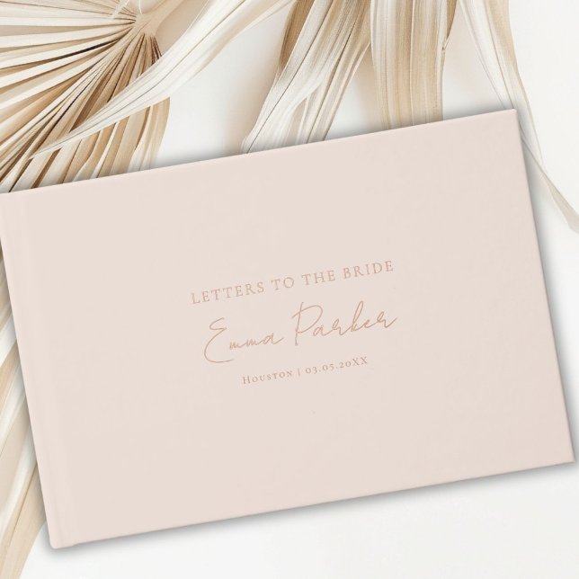 Livre D'or Lettres à la mariée, Rose-or-huile, Beige (Letters to the Bride, Rose-Gold-Foil, Beige Foil Guest Book)