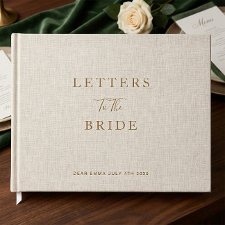 Livre D'or Lettres à la mariée Shower Mariage Tissu Lin Beige