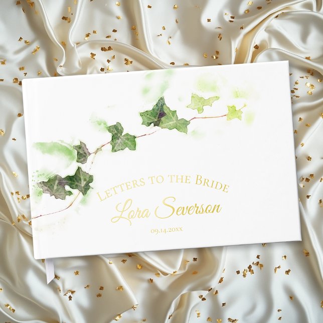 Livre D'or Lettres d'aquarelle verte anglaise ivoire à la mar (Créateur téléchargé)