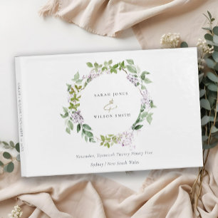 Livre D'or Lilac Floral Wreath Cottage Jardin Mariage