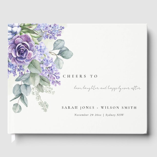 Livre D'or Lilac Succulent Eucalyptus Botanical Bunch Mariage (Recto)