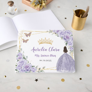 Livre D'or Lilas Violet Fleur Sweet 15 16 Quinceanera Fête