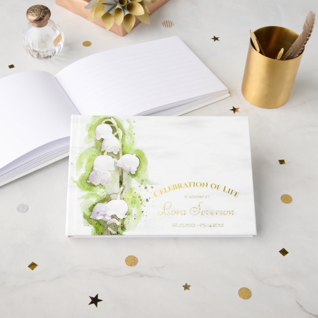 Livre D'or Lily de la Vallée Célébration de la Vie Memorial (Recto ouvert)