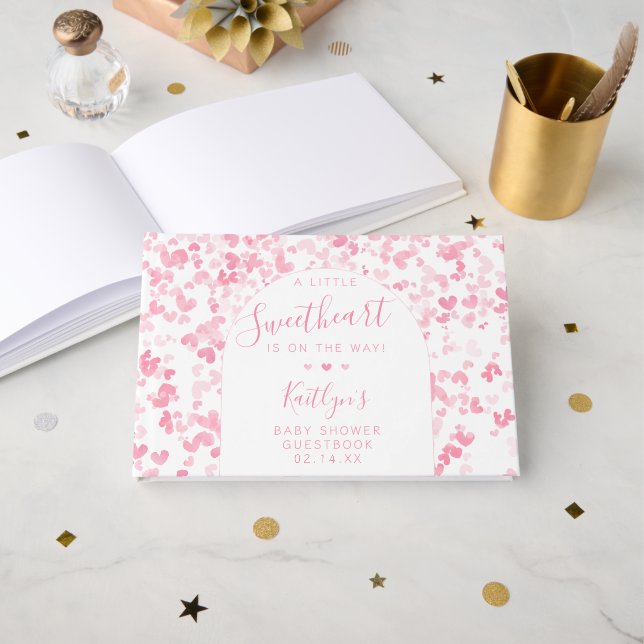 Livre D'or Little Sweetheart Valentine's Day Baby Shower (Recto ouvert)