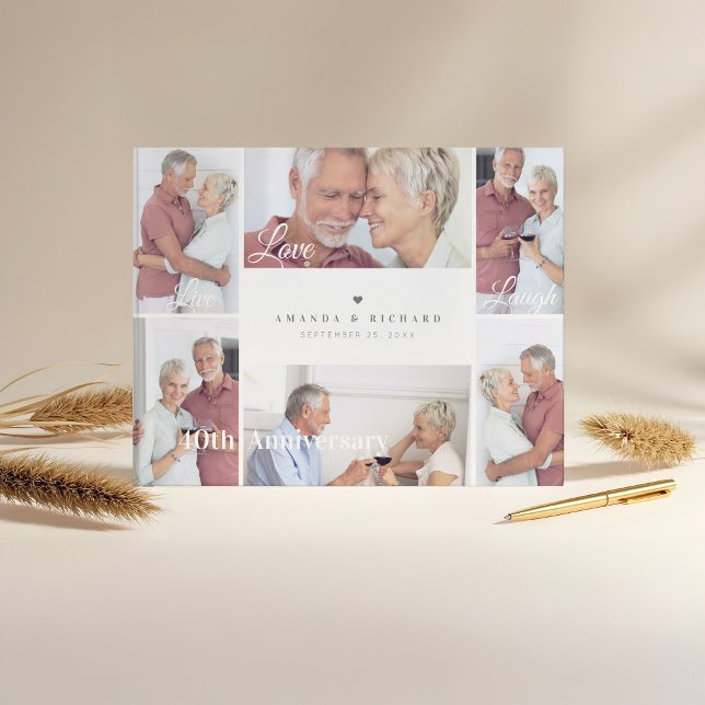 Livre D'or Live, Love, Laugh Color Photo Anniversaire (Live, Love, Laugh Color Photo Anniversary Guest Book)