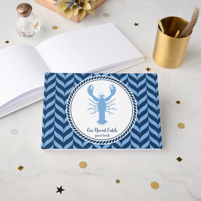 Livre D'or Lobster bleu marine côtier  (Recto ouvert)