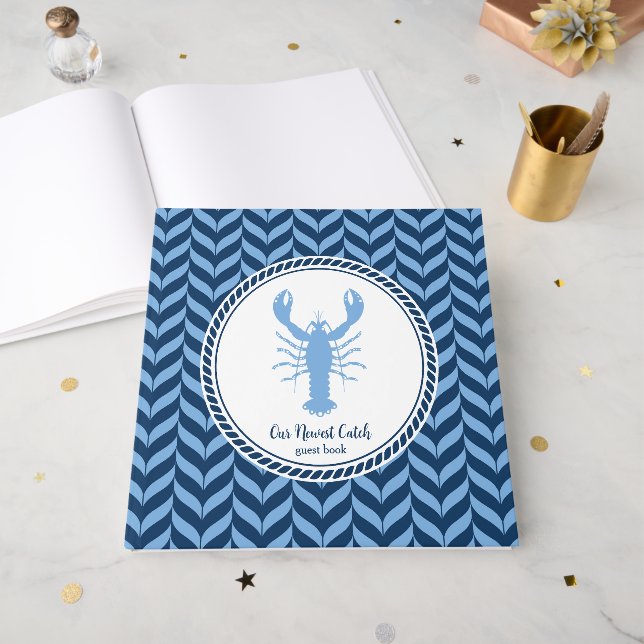 Livre D'or Lobster bleu marine côtier  (Recto ouvert)