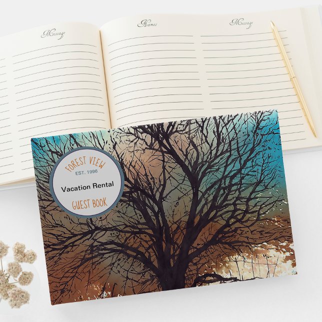 Livre D'or Location Arbre Aquarelle Art Vacances (Tree Watercolor Art Vacation Rental Guest Book from Jenn's Emporium. )