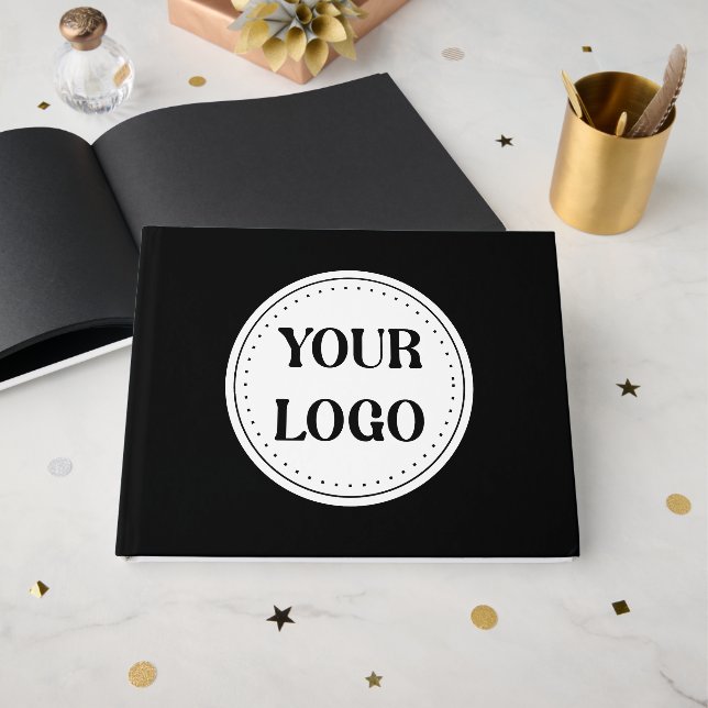 Livre D'or Logo de code QR noir | Entreprise moderne et éléga (Recto ouvert)