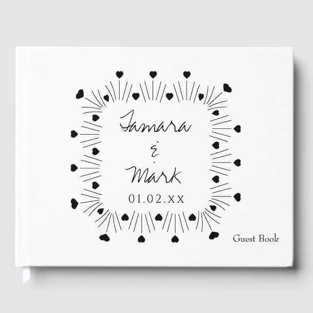 Livre D'or Logo de mariage à script minimaliste avec coeurs d (Recto)