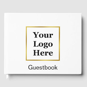Livre D'or Logo d'entreprise et texte blanc et or élégant