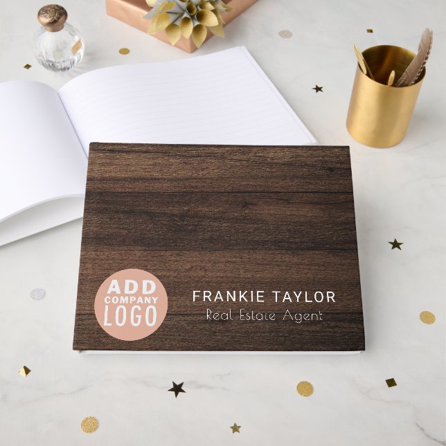 Livre D'or Logo d'entreprise personnalisé Bois Look Entrepris (Recto ouvert)