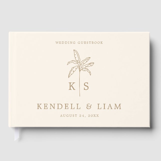 Livre D'or Logo du Mariage Monogramme Palm Tree (Recto)