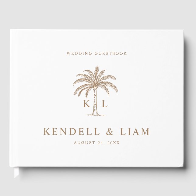 Livre D'or Logo du Mariage Monogramme Palm Tree (Recto)
