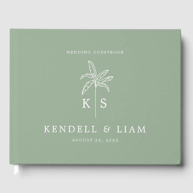 Livre D'or Logo du Mariage Monogramme Palm Tree (Recto)