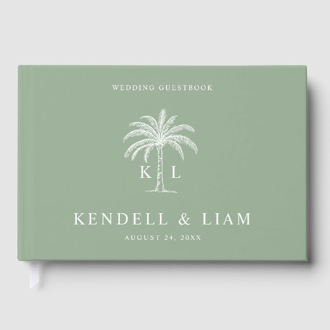 Livre D'or Logo du Mariage Monogramme Palm Tree (Recto)
