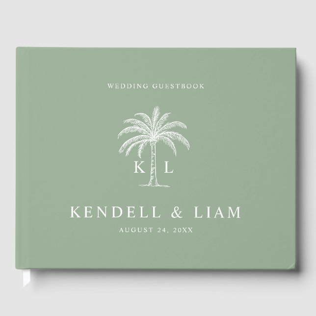 Livre D'or Logo du Mariage Monogramme Palm Tree (Recto)