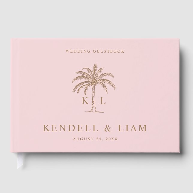 Livre D'or Logo du Mariage Monogramme Palm Tree (Recto)