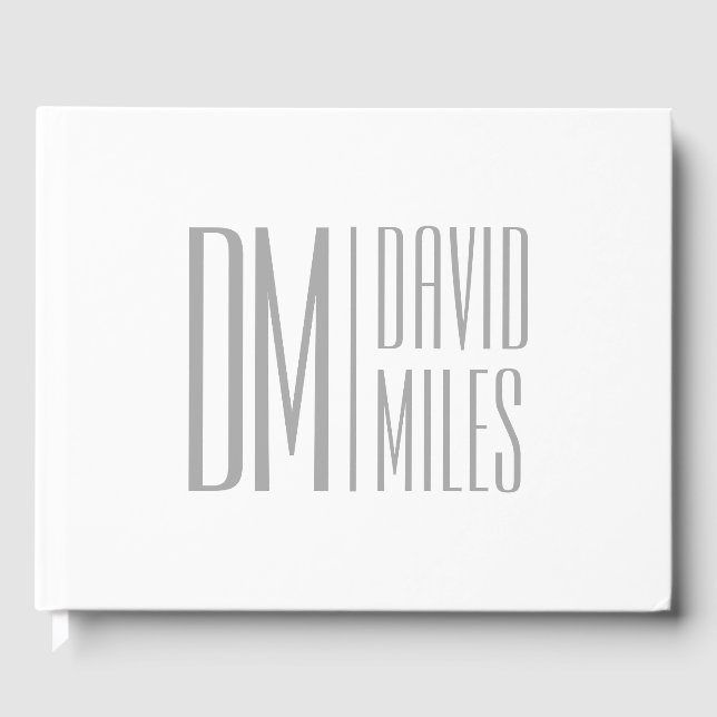 Livre D'or Logo Stylish Minimal & Modern Grey Initiales & Nom (Recto)