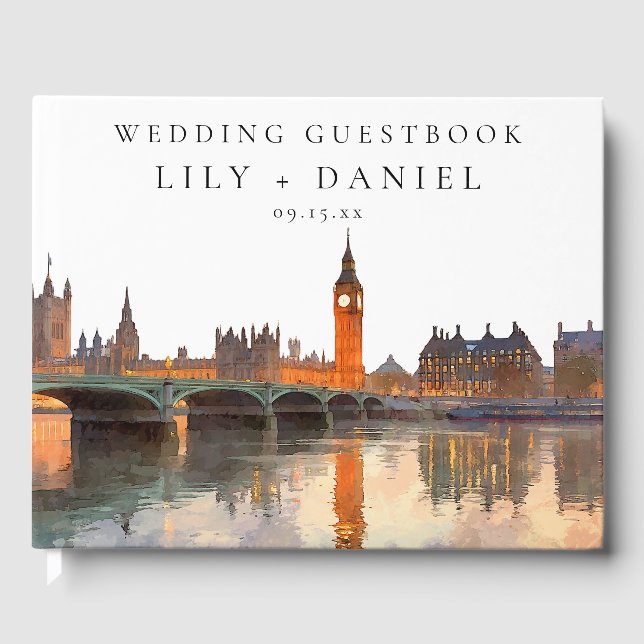 Livre D'or London Skyline Watercolor Wedding (Recto)