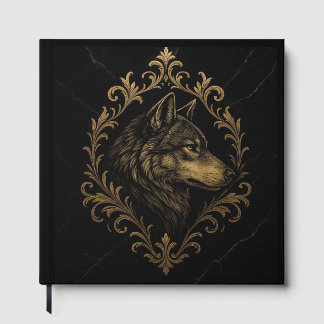 Livre D'or Loup ornemental aux tons dorés