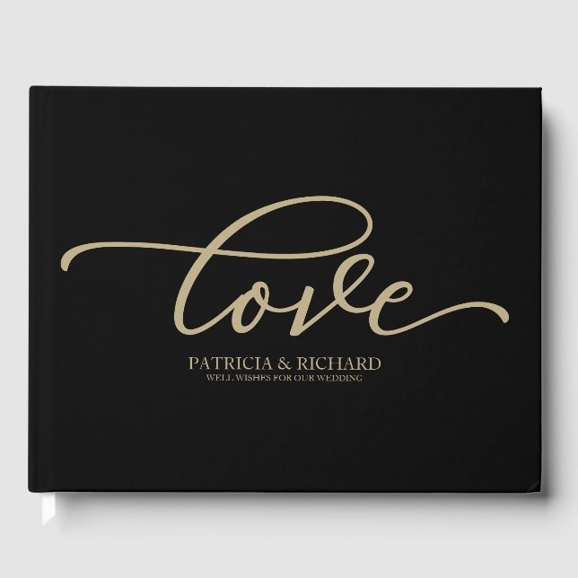Livre D'or Love Chic Gold Script Mariage noir (Recto)