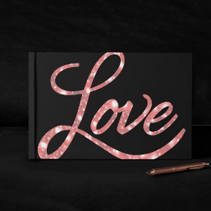 Livre D'or Love Script   Étincelle étoilée noire et rose